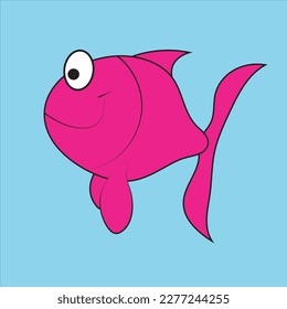 Fish icon . Cute cartoon kawaii colorful aquarium animals. Baby kids collection. White background. Isolated. Flat design. Vector illustration