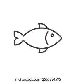 Fish Icon Depicting an Aquatic Animal in Black and White