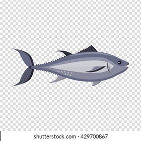 Fish icon design flat isolated. Fish sea animal or food, wildlife aquatic and nature ocean river fish, seafood life swimming with tail and fin, fauna marine style exotic, vector illustration