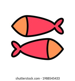 Fish icon Design Template. Illustration vector graphic. simple flat color line style icon isolated on white background. Perfect for your web site design, logo, symbols of restaurants, cafe