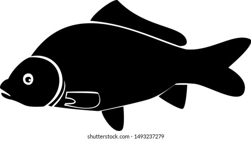 Fish icon designed in black