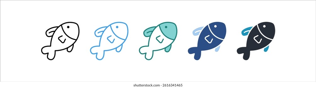 Fish Icon In Different Style Vector