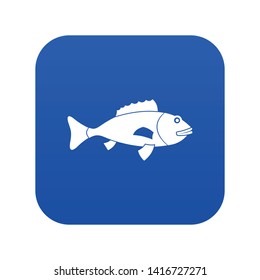 Fish icon digital blue for any design isolated on white vector illustration