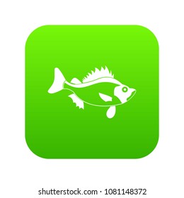 Fish icon digital green for any design isolated on white vector illustration