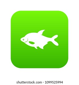 Fish icon digital green for any design isolated on white vector illustration
