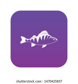 Fish icon digital purple for any design isolated on white vector illustration
