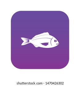 Fish icon digital purple for any design isolated on white vector illustration