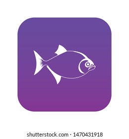 Fish icon digital purple for any design isolated on white vector illustration