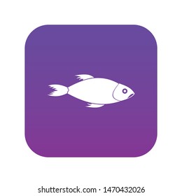 Fish icon digital purple for any design isolated on white vector illustration