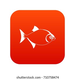 Fish icon digital red for any design isolated on white vector illustration