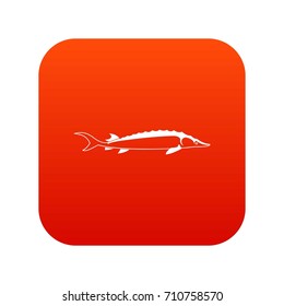 Fish icon digital red for any design isolated on white vector illustration