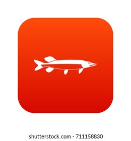 Fish icon digital red for any design isolated on white vector illustration