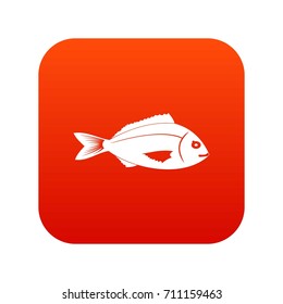 Fish icon digital red for any design isolated on white vector illustration