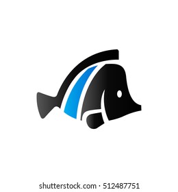 Fish icon in duo tone color. Sea animal pet