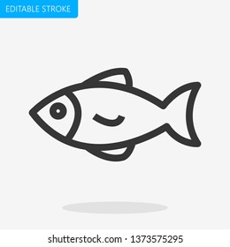 Fish Icon Editable Stroke Pixel Perfect Vector