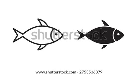 Fish icon - editable stroke vector illustration eps10.