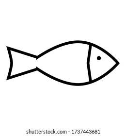 Fish icon with an eye in black outline on a white background.