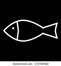 Fish icon with an eye in white outline on a black background.