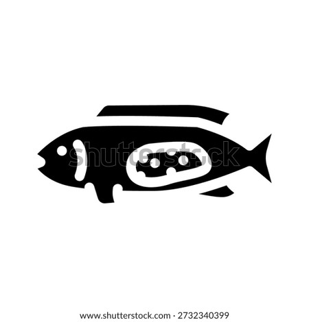 Fish icon featuring a stylized aquatic animal, perfect for showing marine life, ocean ecosystems, fishing activities, and healthy food concepts on a clean white background