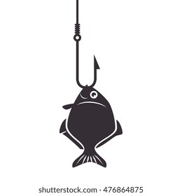 fish icon fishing hook isolated