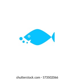 Fish icon flat. Blue pictogram on white background. Vector illustration symbol