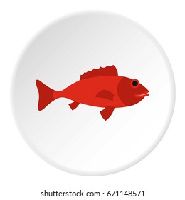 Fish icon in flat circle isolated vector illustration for web
