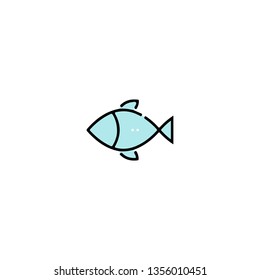 Fish icon, flat design line art thin style. Easter Day vector illustration