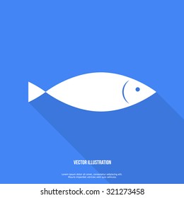 Fish Icon Flat desogn with shadow Vector Illustration