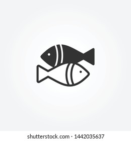 Fish icon. Flat food icon. Black and white. vector illustration