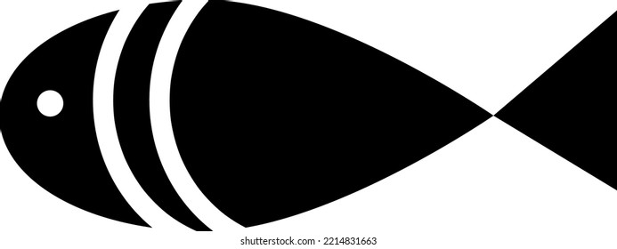 Fish Icon. Flat Food Icon. Black And White. Vector Illustration.eps