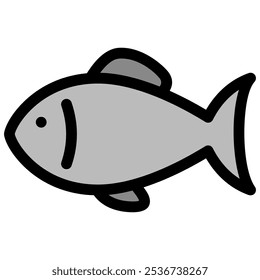 Icono de pescado con estilo de contorno plano