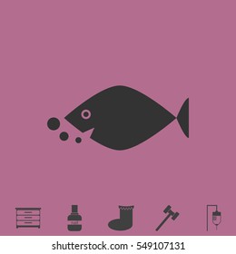 Fish icon flat. Simple vector grey pictogram and bonus symbol