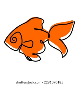 Fish icon. Flat style design Outline illustration of fish icon for web design isolated on white background