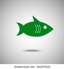 Fish icon. Flat style. Grey background. Vector illustration.