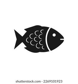 Fish icon flat style isolated on white background. Vector illustration