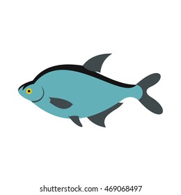 Fish icon in flat style isolated on white background. Sea creatures symbol