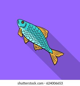 Fish icon in flat style isolated on white background. Fishing symbol stock vector illustration.