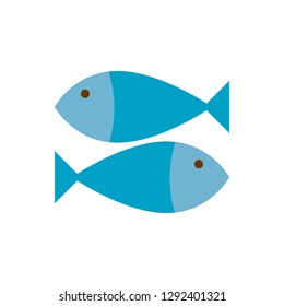 Fish icon in flat style izolated on white background. Vector illustration