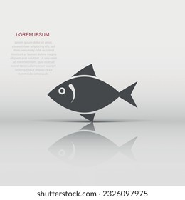 Fish icon in flat style. Seafood vector illustration on white isolated background. Sea animal business concept.