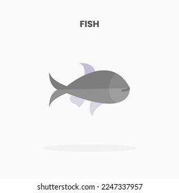 Fish icon flat. Vector illustration on white background. Can used for web, app, digital product, presentation, UI and many more.