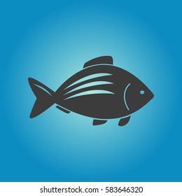 Fish icon. Flat vector illustration in black on white background.