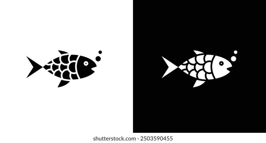 Fish icon Flat vector set outline