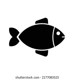 Fish icon, full black. Vector illustration, suitable for content design, poster, banner, menu, or video editing needs