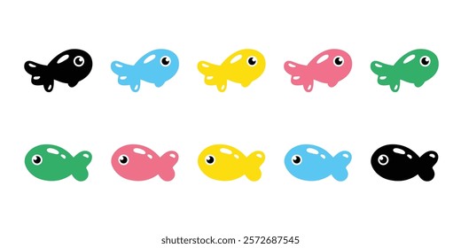 fish icon goldfish swimming doodle cartoon character vector logo candy glossy colorful tuna symbol clip art illustration design