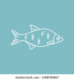 Fish icon graphic design. Fish sign icon in transparent style. Fish vector illustration on isolated background. Vector illustration. Seafood concept.