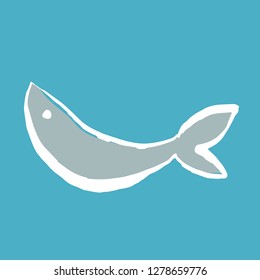 Fish icon. Grunge ink vector illustration.