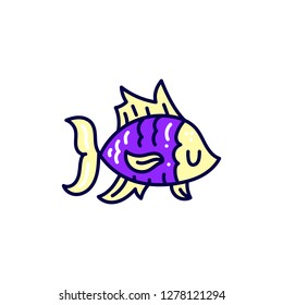 Fish icon. Hand drawn vector illustration. Seafood concept