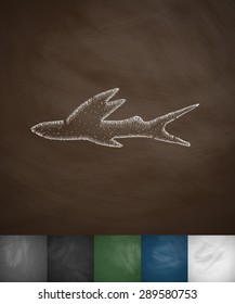 fish icon. Hand drawn vector illustration. Chalkboard Design