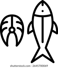 fish icon illustration design with outline, this is not made from any AI generation