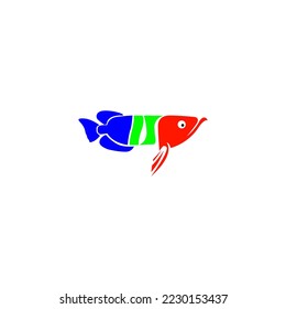 Design der Fisch-Ikone-Illustration mit drei Farben